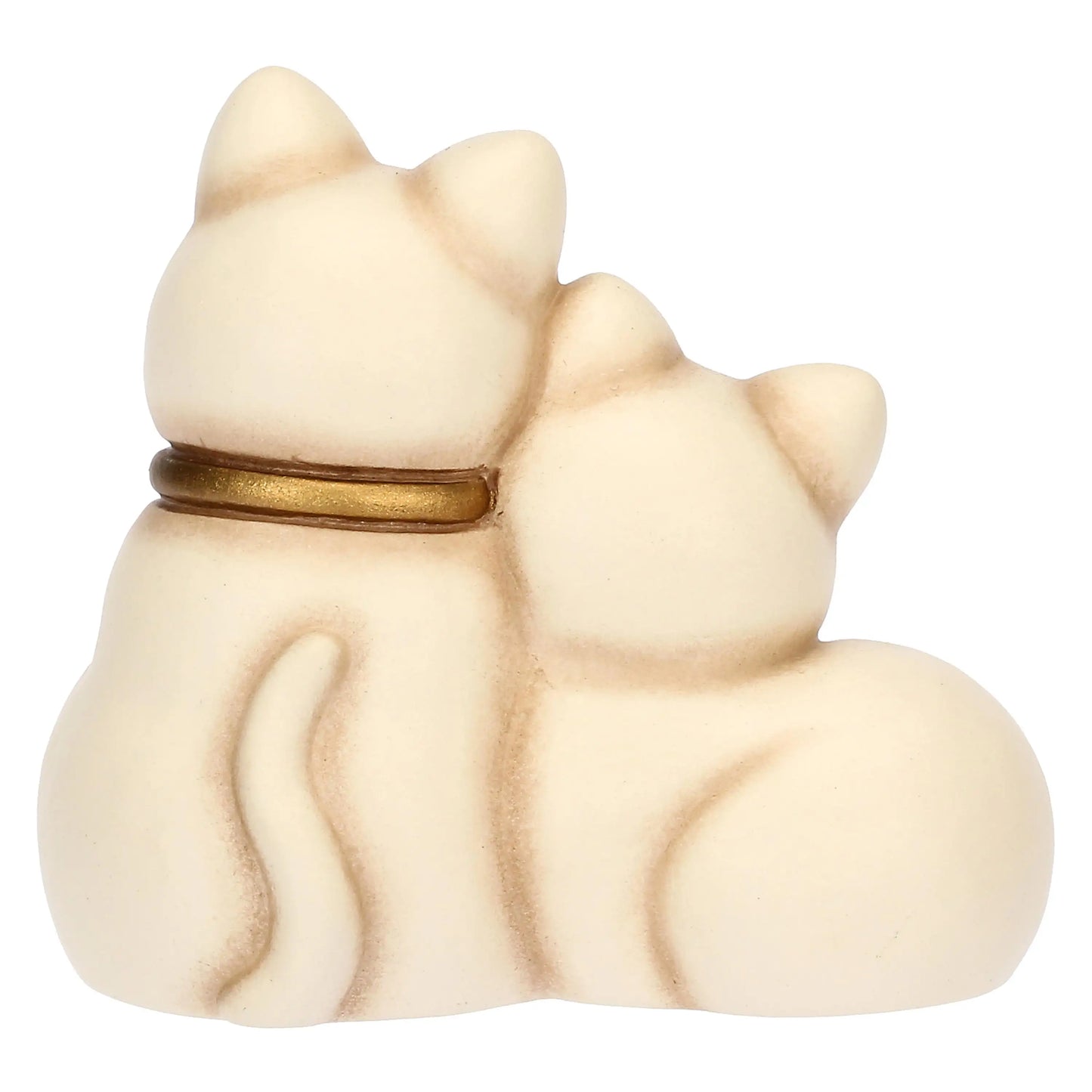 „Dekoratives Katzenpaar aus Keramik, liebevoll handbemalt, mit weichen Formen und harmonischer Gestaltung für Wohnräume.“