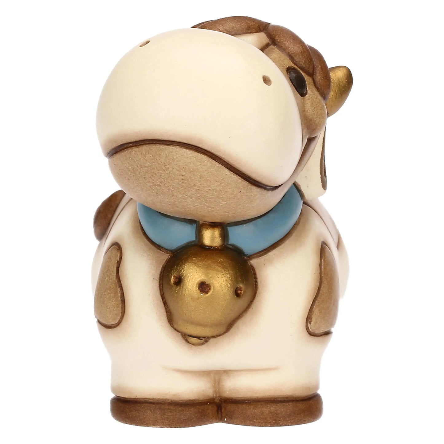 Handgefertigte Keramikkuh Gigliola als stilvolles Wohnaccessoire für Regal oder Vitrine