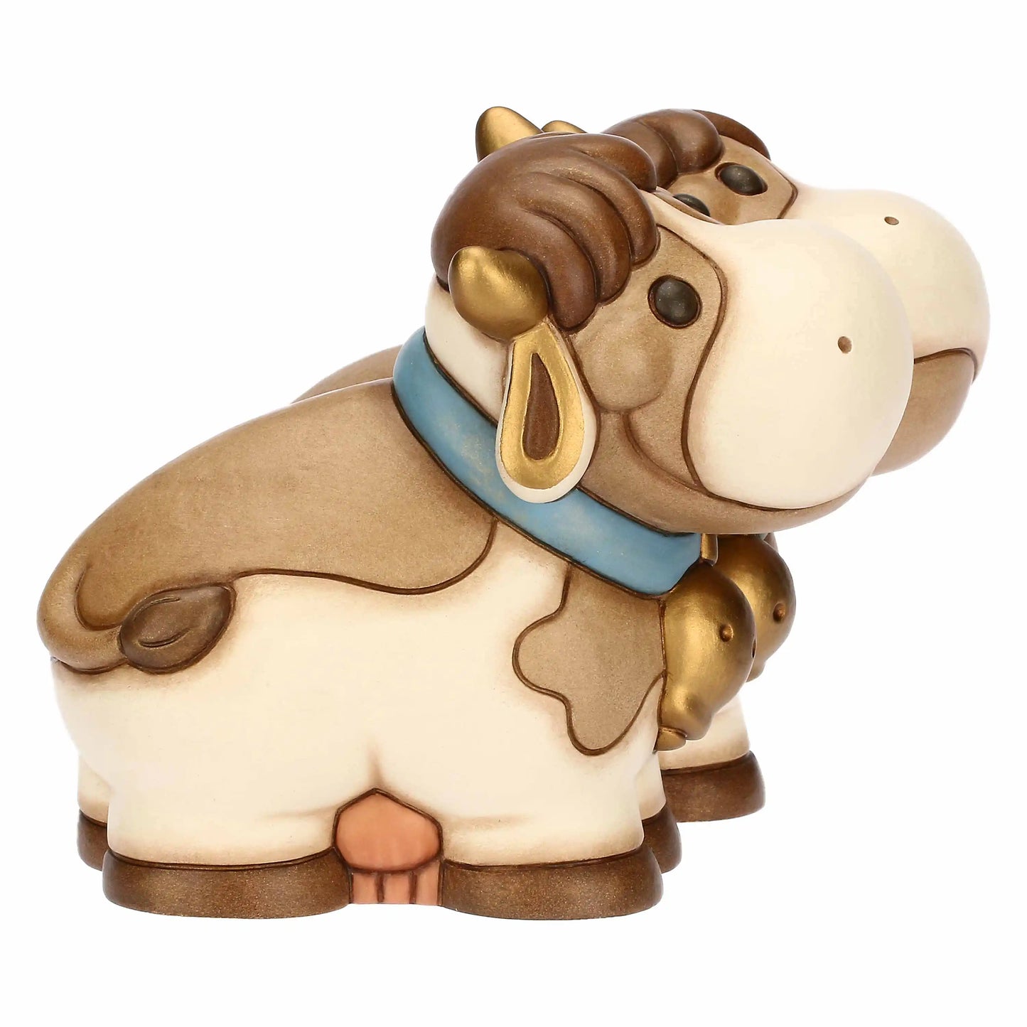 Dekoratives Keramik-Kuhpaar mit harmonischen Farben und detailreicher Verarbeitung