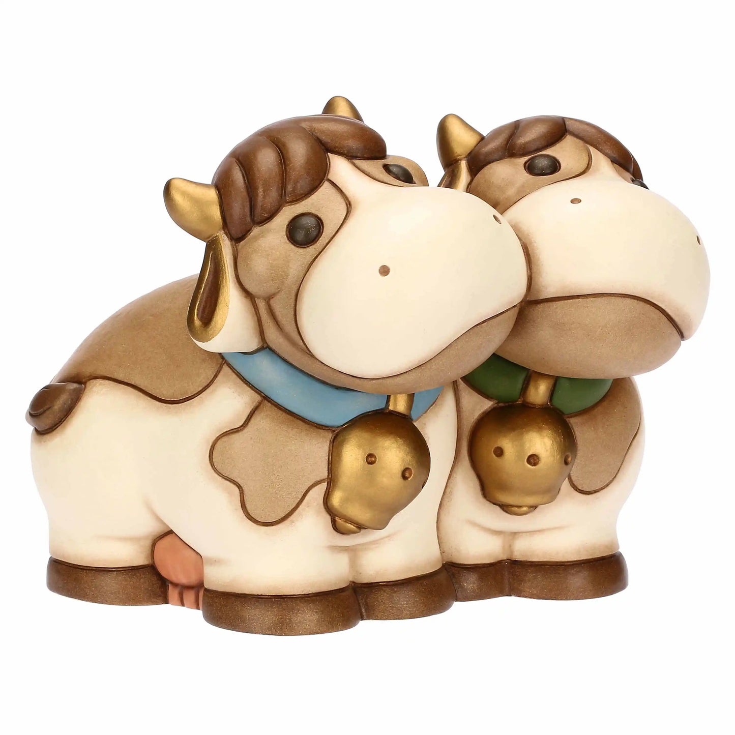 Handgefertigte Keramik-Kuhfiguren Fiorella und Gigliola als stilvolle Wohnraumdekoration