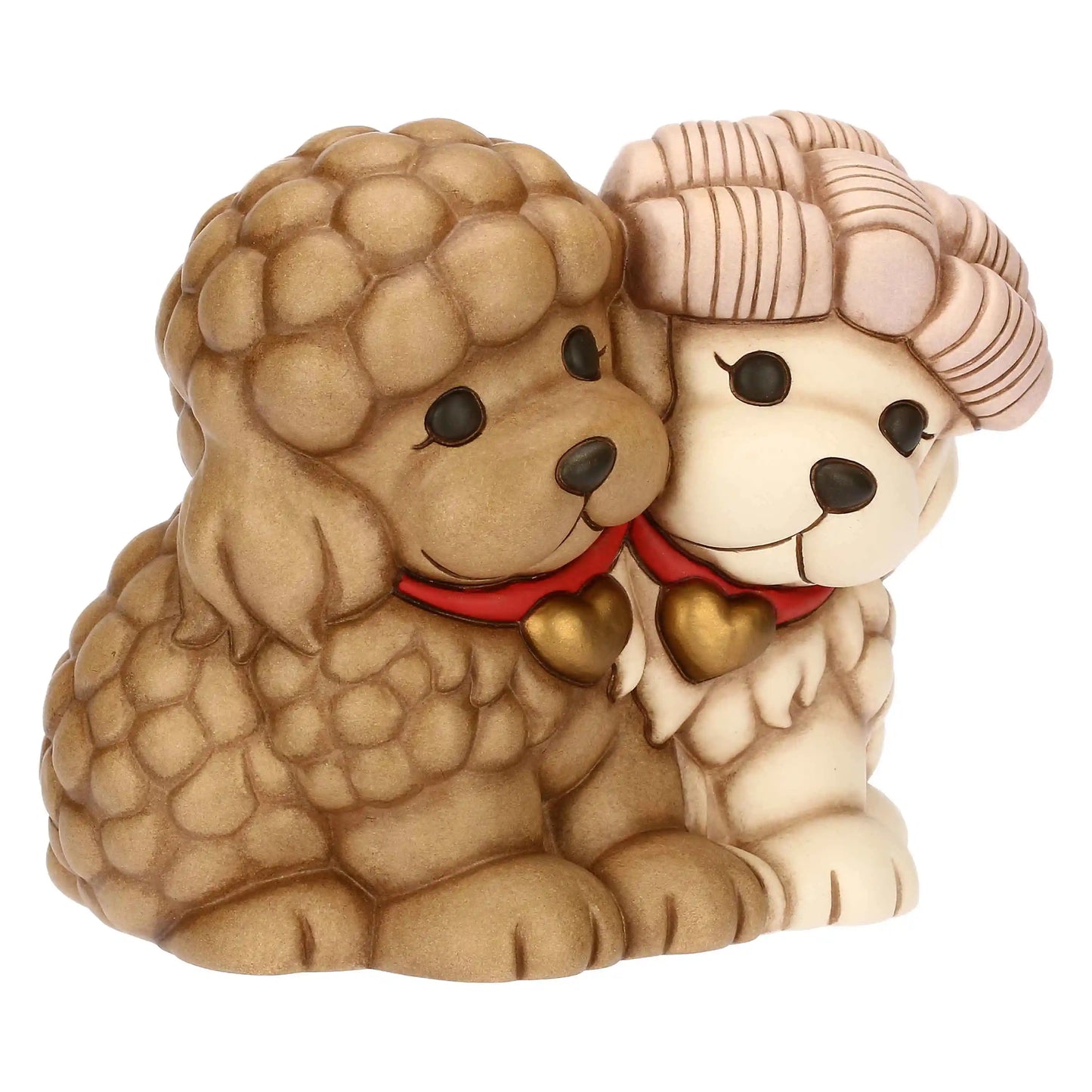 „Keramik Pudelpaar als Wohnaccessoire, handbemalt und hochwertig verarbeitet, ideal als Geschenk für Hundefreunde.“