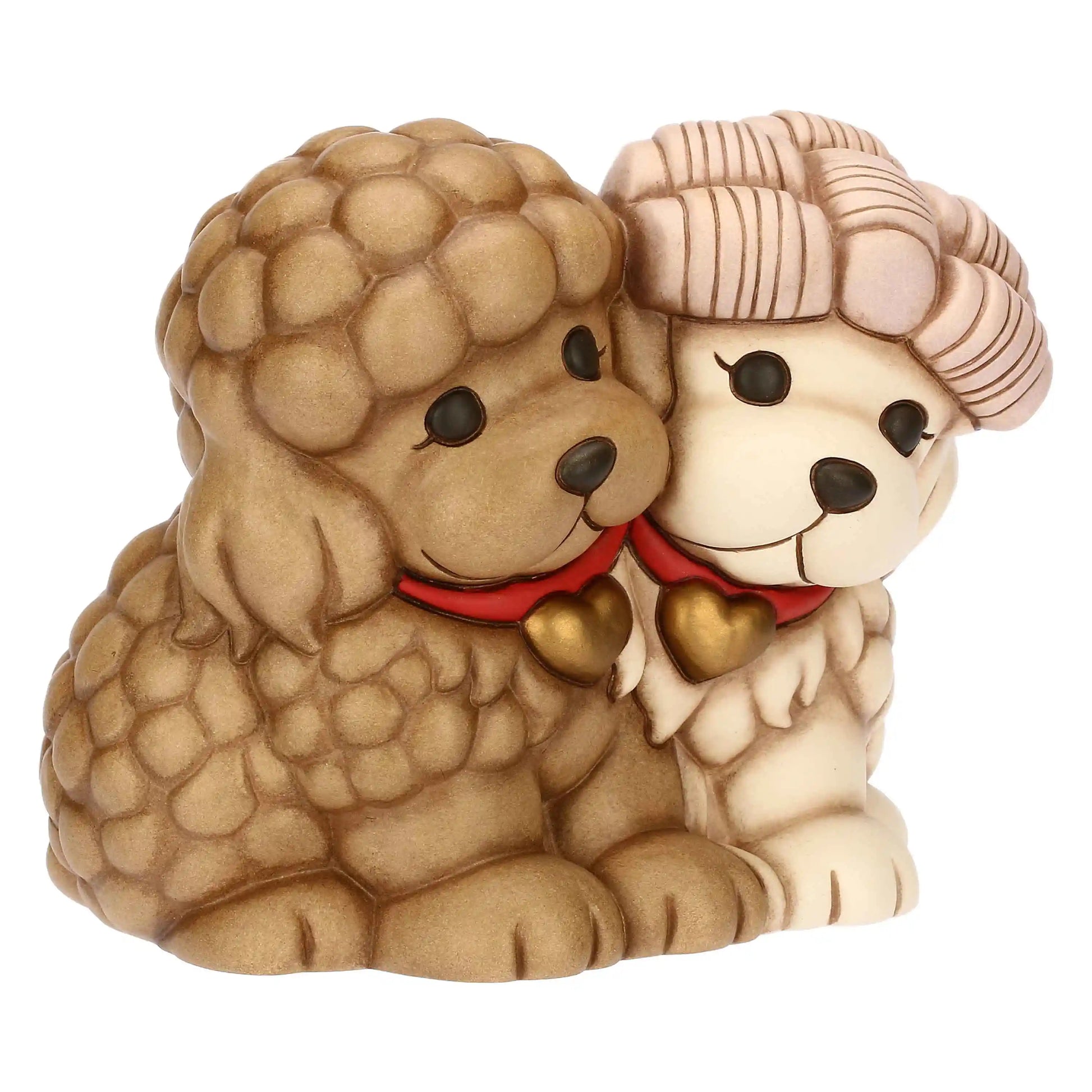 „Keramik Pudelpaar als Wohnaccessoire, handbemalt und hochwertig verarbeitet, ideal als Geschenk für Hundefreunde.“