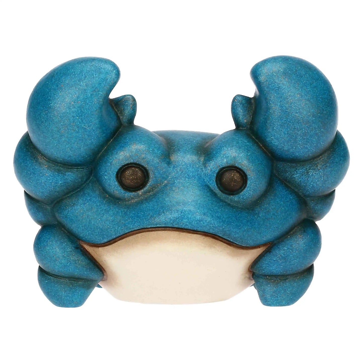 Keramik Krabbe blau maritime Dekofigur glänzend Wohnaccessoire