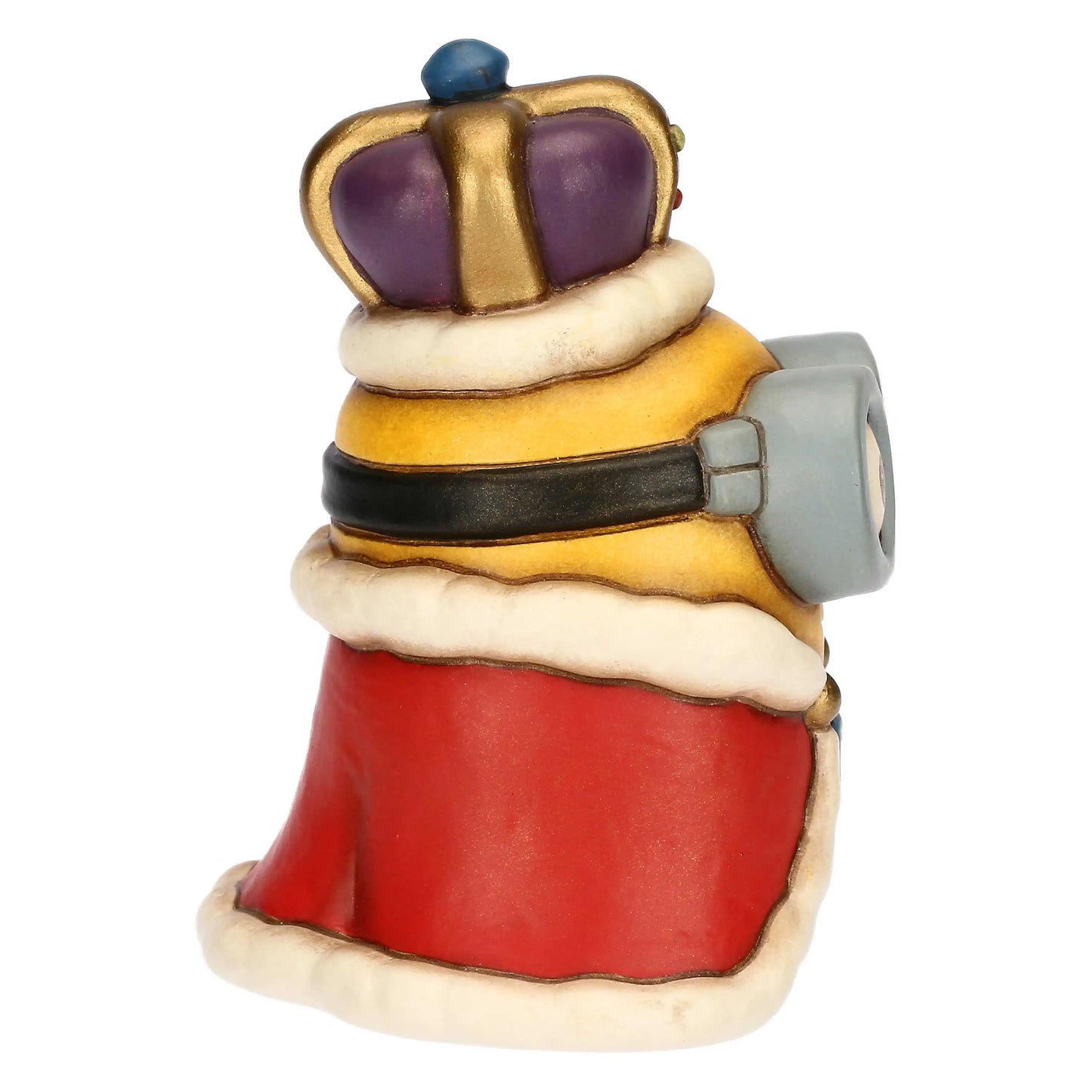 Bob aus dem Film Minions als neuer König von England mit goldener Krone und Teddy