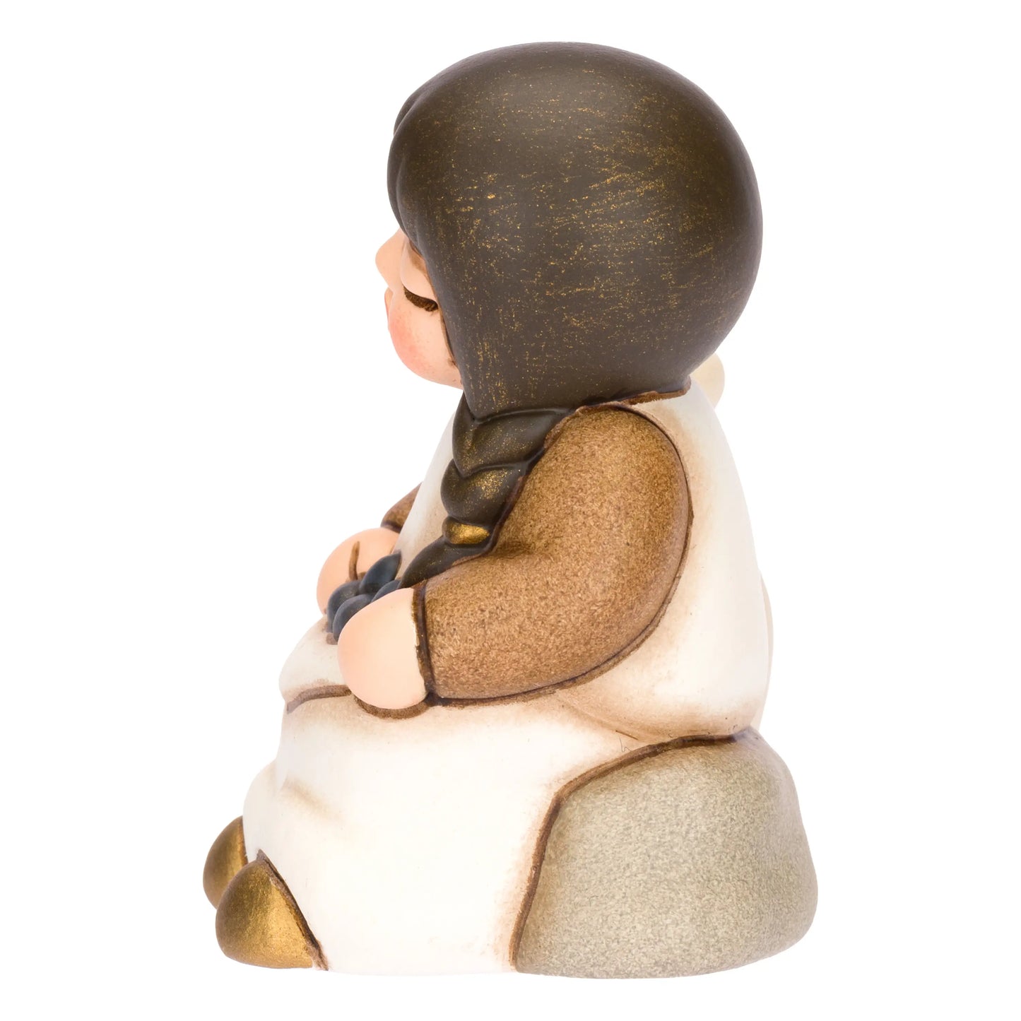 THUN Krippenfigur Mädchen mit Olivenkorb aus Keramik