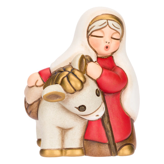 THUN Classic Krippenfigur Großmutter mit Esel aus handbemalter Keramik
