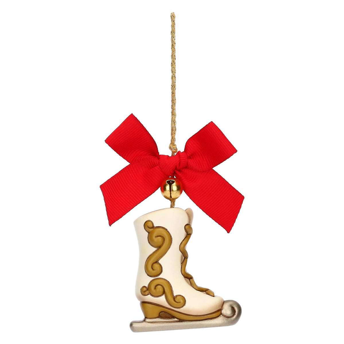 Nostalgischer Keramikschlittschuh als Weihnachtsbaumschmuck