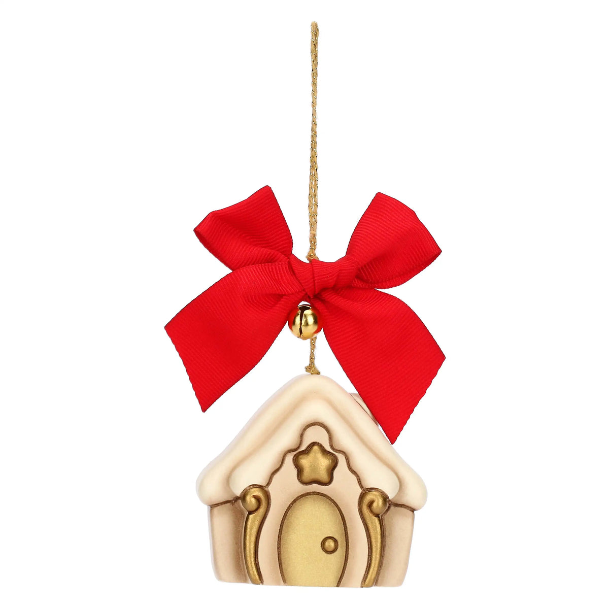 Großes nostalgisches Keramikhaus als Weihnachtsbaumschmuck