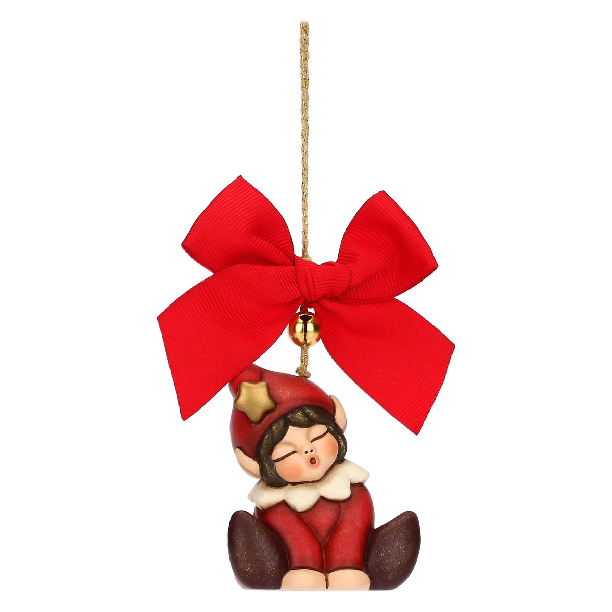 Großer Keramik-Elf Rascal als nostalgischer Weihnachtsbaumschmuck