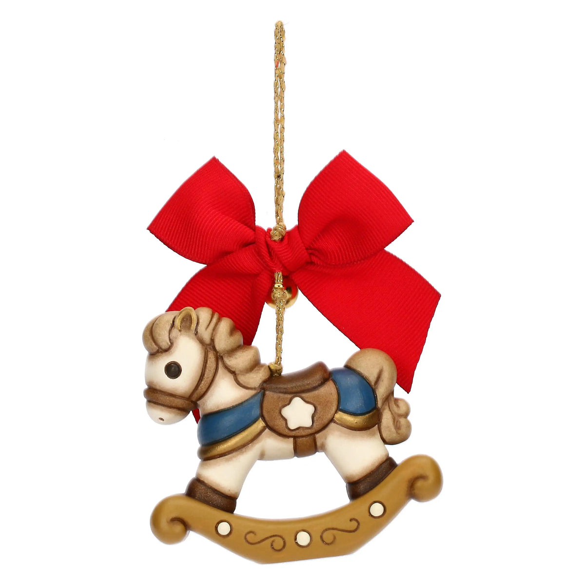 Großes Keramik-Schaukelpferd als besonderer Christbaumschmuck