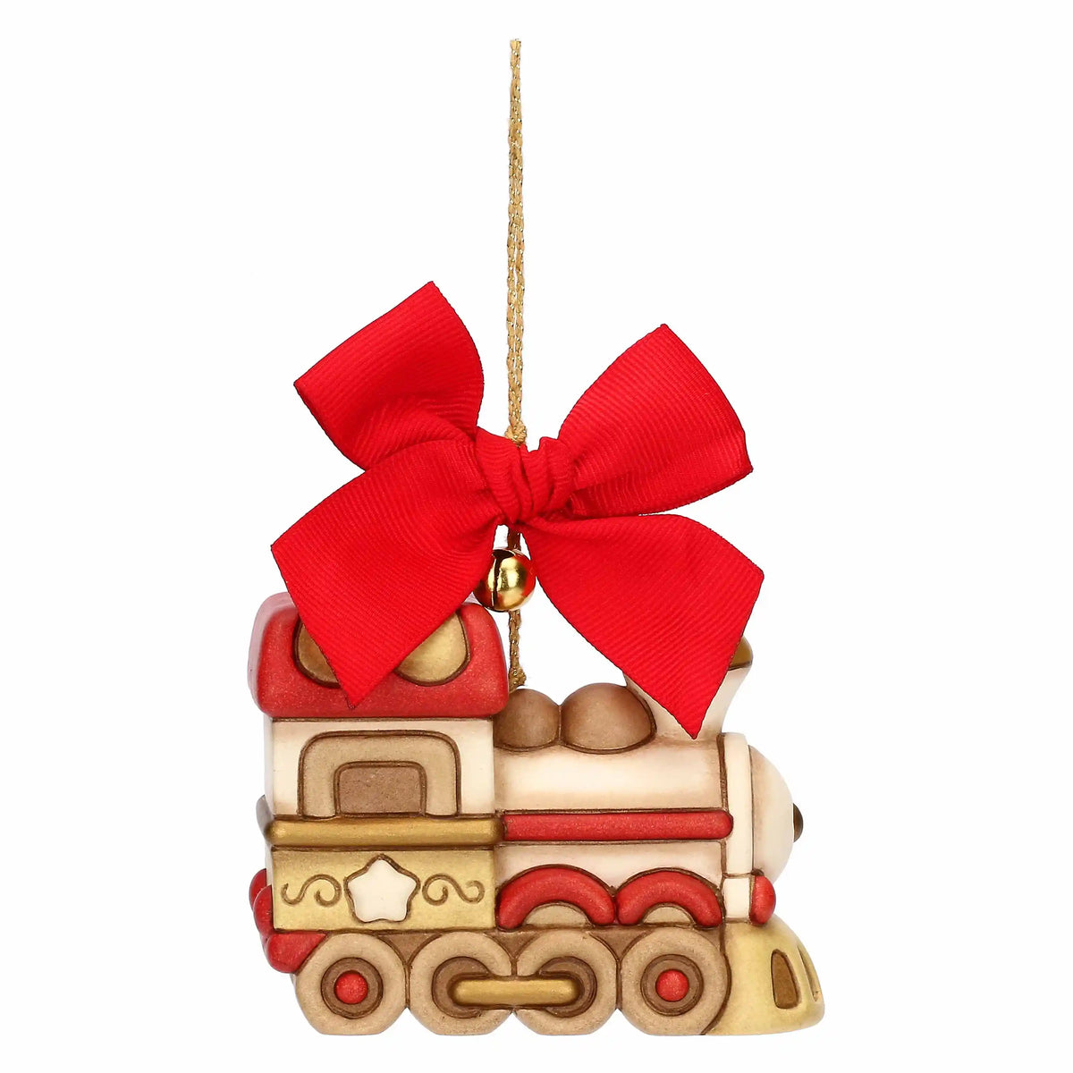 Große nostalgische Keramiklokomotive als Weihnachtsbaumschmuck