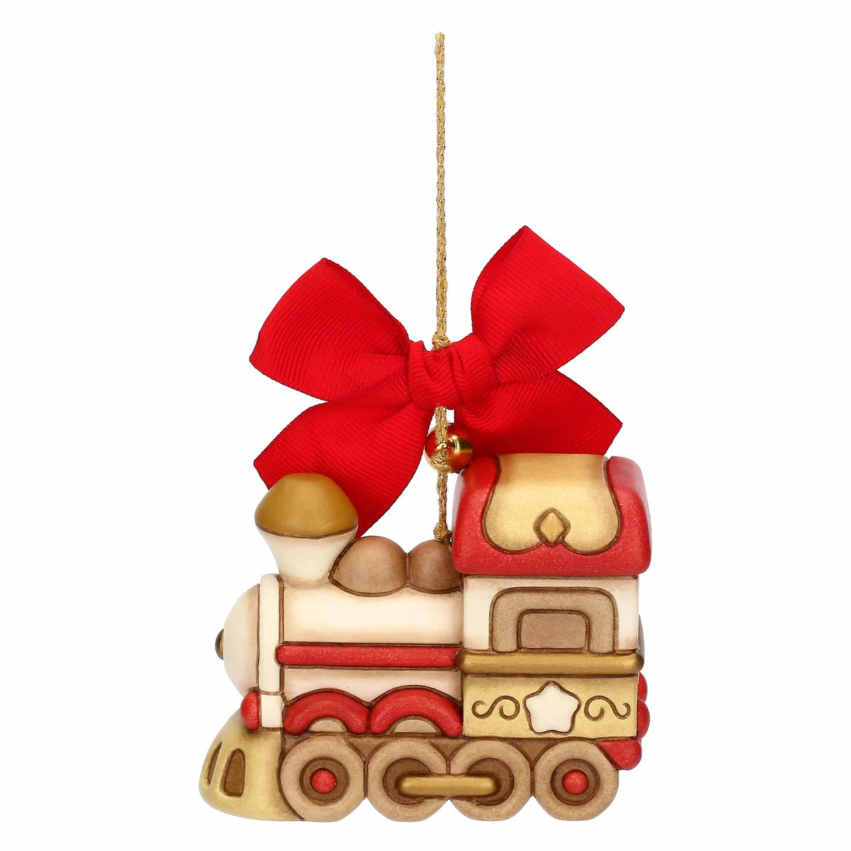 Große Keramiklokomotive als besonderer Christbaumschmuck