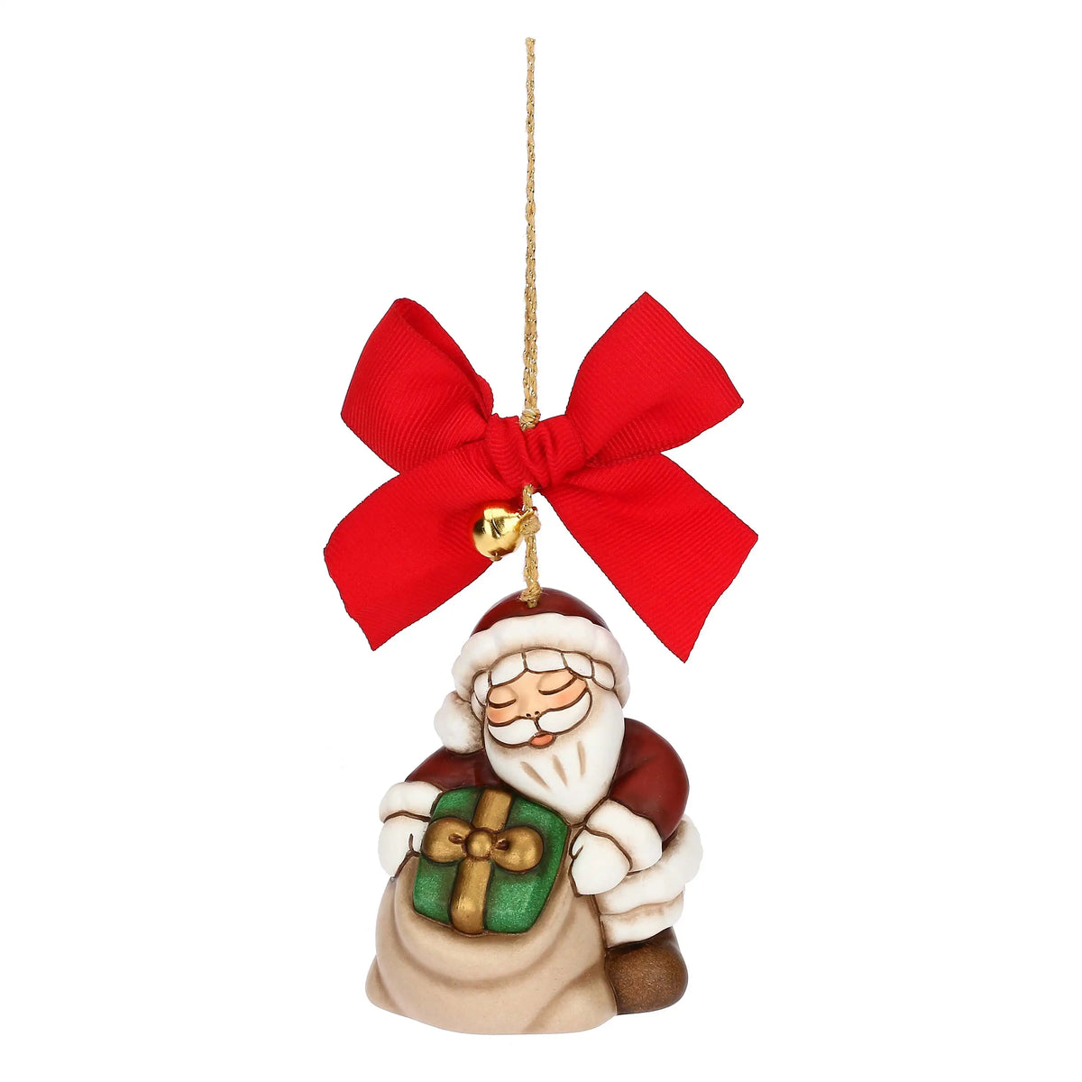 Großer nostalgischer Keramik-Weihnachtsmann als Weihnachtsbaumschmuck