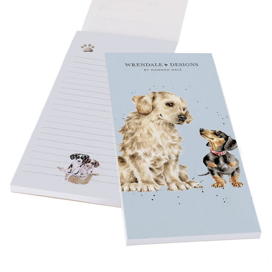 Einkaufsblock „First Dates“ mit Magnet, linierten Seiten und farbigen Illustrationen, nachhaltiger Kartoneinband, Format 210 × 100 mm