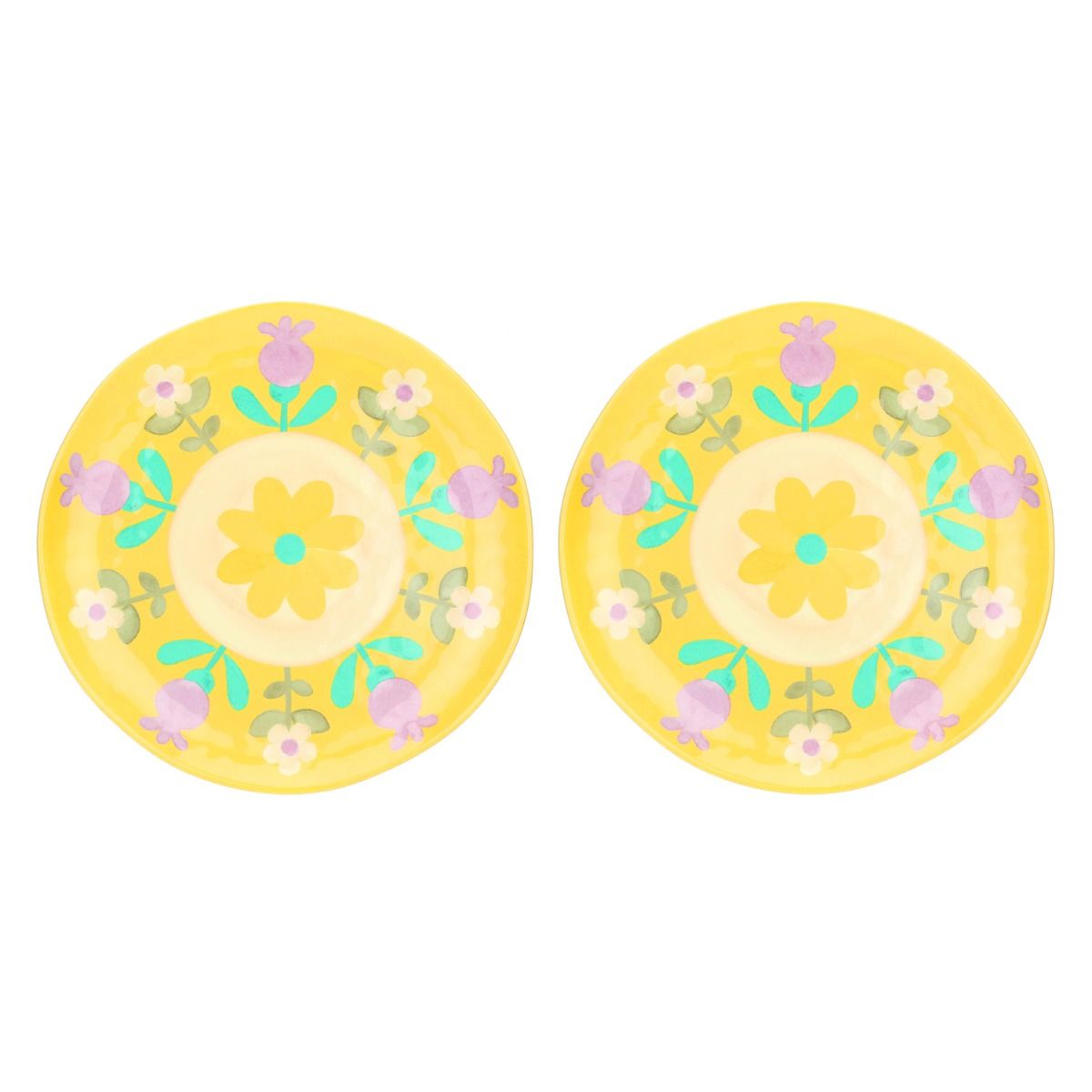 P4992P00 Set mit 2 flachen Tellern aus Melamin Florianne primavera