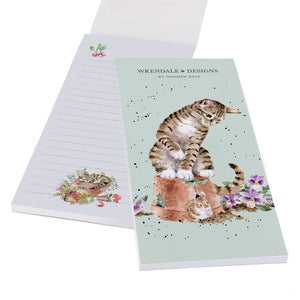 Einkaufsblock „Hide and Squeak“ mit Magnet, linierten Seiten und farbigen Illustrationen, nachhaltiger Kartoneinband, Format 210 × 100 mm