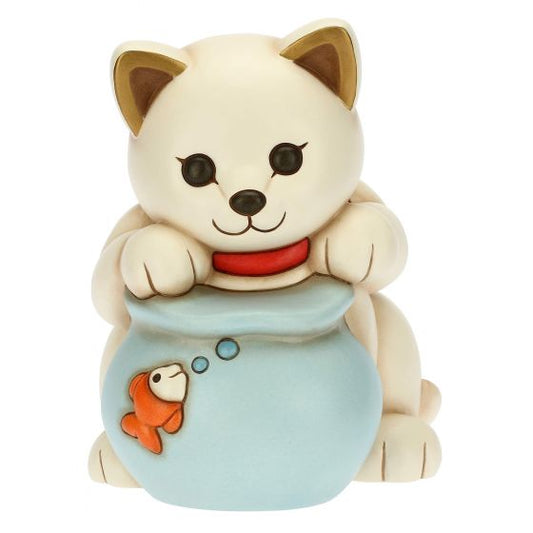 F3182H90 Katze mit Goldfischglas