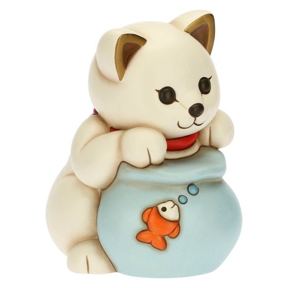 F3182H90 Katze mit Goldfischglas