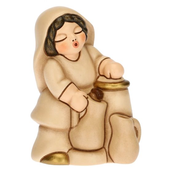 Krippenfigur Frau am Brunnen mit Wasserkannen zur klassischen Krippe von Thun in beige