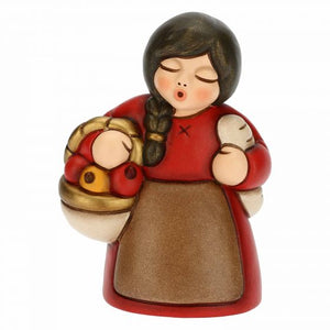 Krippenfigur Marktfrau zur klassischen Krippe von Thun in rot