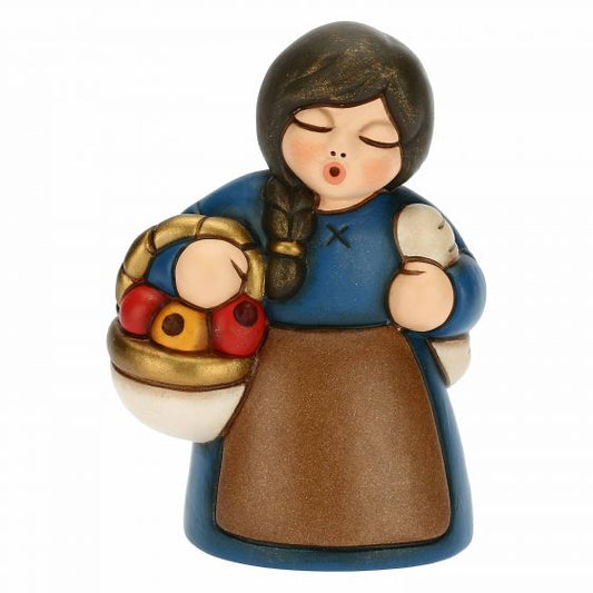 Krippenfigur Marktfrau zur klassischen Krippe von Thun in blau