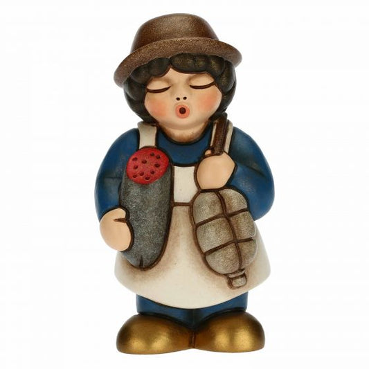 Krippenfigur Wurstwarenhändler zur klassischen Krippe von Thun in blau