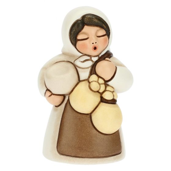 Krippenfigur Frau mit Käse zur klassischen Krippe von Thun in champagner