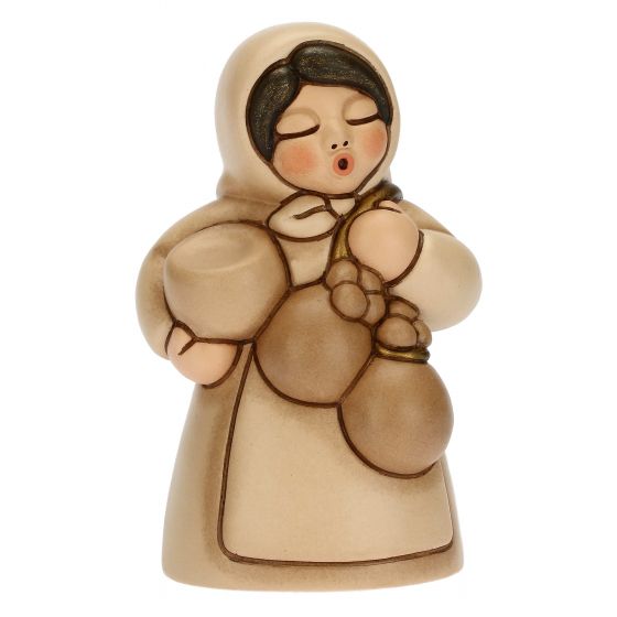 Krippenfigur Frau mit Käse zur klassischen Krippe von Thun in beige