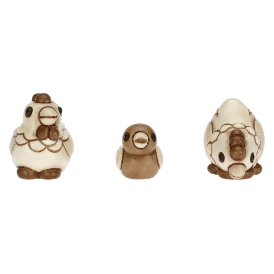 Krippenfigur Set mit Hennen und einem Küken zur klassischen Krippe von Thun 