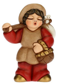 Krippenfigur Mann mit Bündel zur klassischen Krippe von Thun in rot